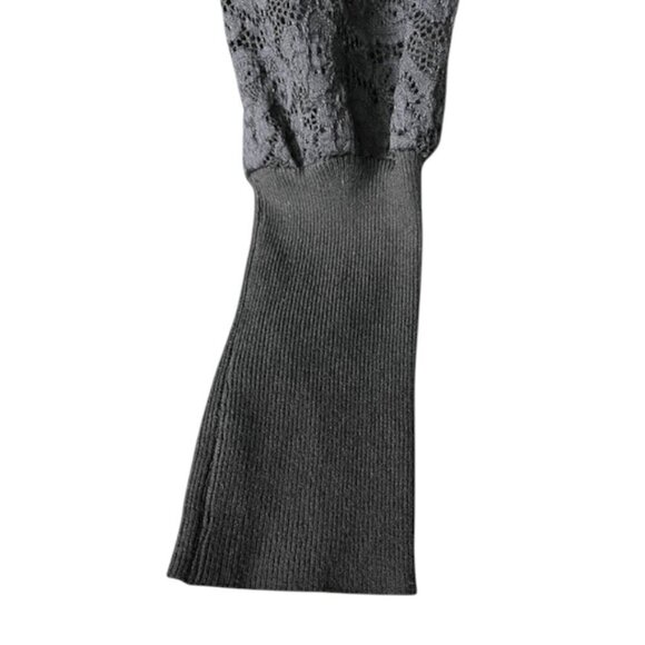 Rain + Rose Women's Lace Long Sleeves Pullover Sweetheart Neck Top Black XL NWT - Picture 5 of 13